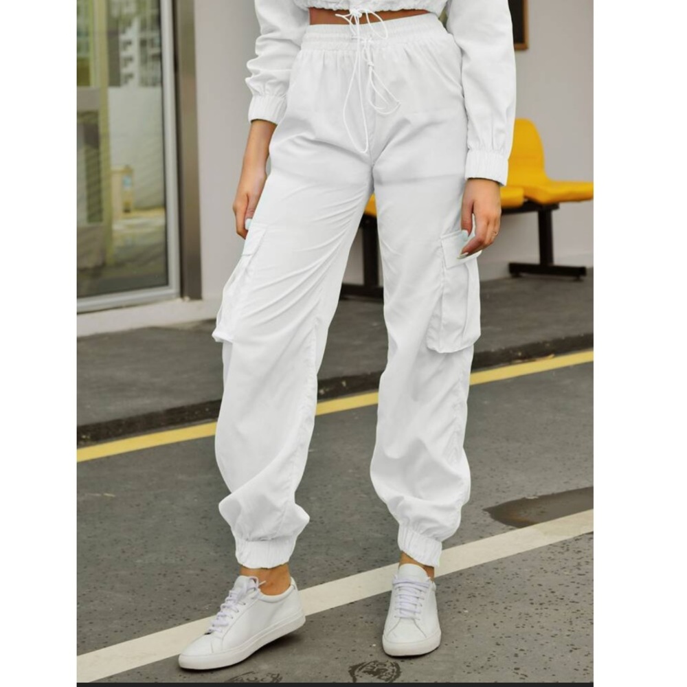 Shein Drawstring Waist Solid Cargo Pants - Picture 4 of 5